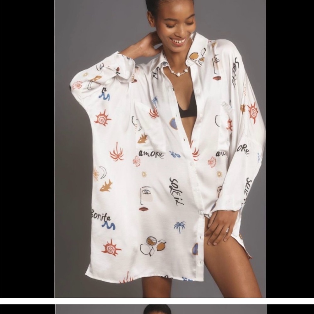 Anthropologie Corey Lynn Calter Long-Sleeve Printed Mini Shirt Dress